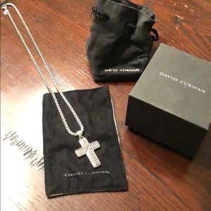 David Yurman Black Onyx Cross Pendant and Chain